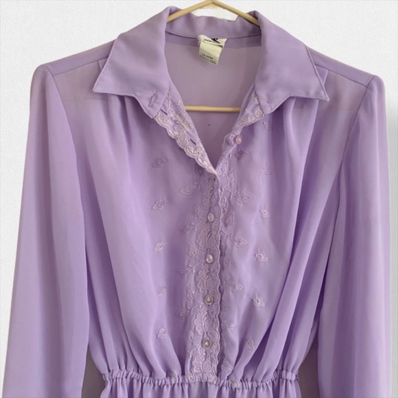 Sheer Lilac 💜 Vintage Dress - Picture 5 of 8